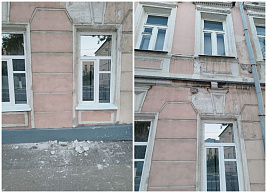 Со здания школы №10 на улице Ленина рухнула штукатурка